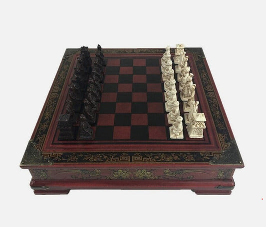 Nuevo ajedrez de madera chino Retro terracota guerreros ajedrez madera hacer antiguo tallado resina Chessman Navidad cumpleaños regalo Premium Yernea