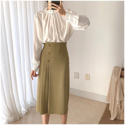 Thirteen lines of light luxury women's clothing wild bag hips temperament skirt elegant high waist long skirts Q1939