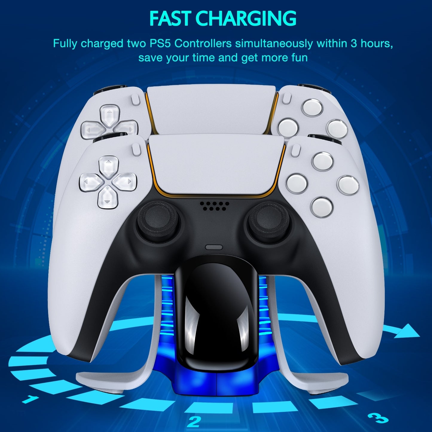 Dual Fast Charger For PS5 Controller 5V/3A Type-C Charging Cradle Station For Playstation 5 Controller Charger Gamepad Accessory