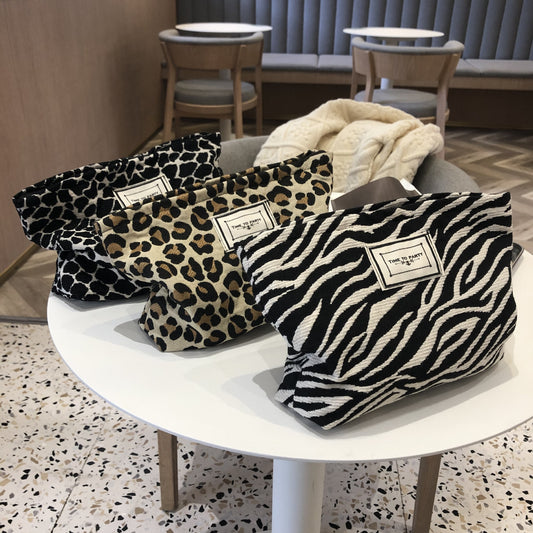 Leopard Cosmetic Bag Canvas Waterproof Organizer Beauty Case