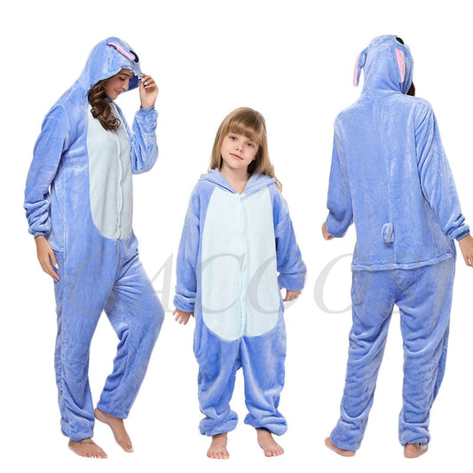 Onesies Pajamas Boys Girls Adults Flannel Cartoon Sleepwear