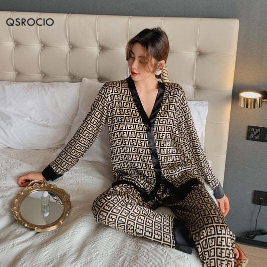 QSROCIO.  Pajamas Set Luxuy Letter Print