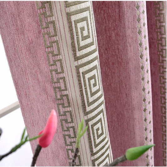 Chinese Luxury Navy Geometric Stripe Shading Curtain Chenille Curtains For Living Room Study room Drapes Villa Home Decoration