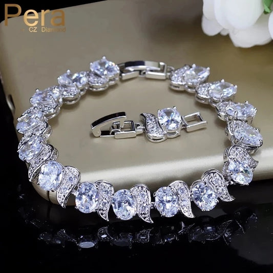 Pera CZ Jewelry White Cubic Zirconia Link Bracelet