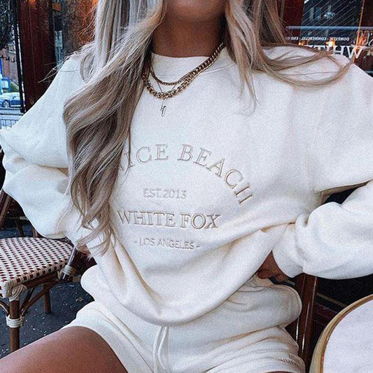 Women's embroidered sweater European and American Japanese casual letter embroidery long-sleeved sweatshirt spring and autumn new