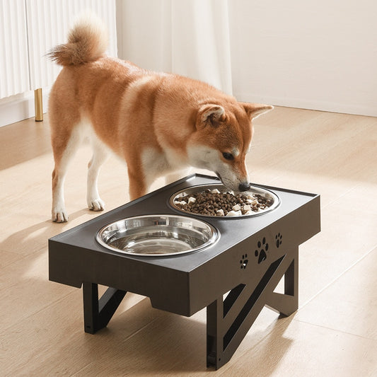 Dogs Double Bowls with Stand Adjustable Height Pet Feeding Table