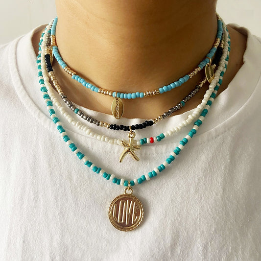 Bohemian Multi-layer Bead Pendant Necklace, Men/Woman Ethnic Handmade