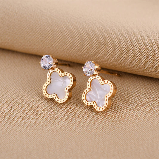 Artshiney 18K Gold Exquisite Four-leaf Clover Earrings